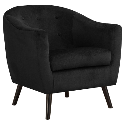 Monarch Tufted Mosaic Velvet Accent Barrel Tub Chair - Black