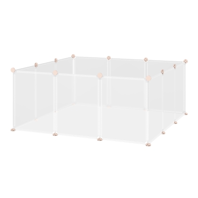 PawHut Pet Playpen DIY Small Animal Cage Open Enclosure Portable Plastic Fence 12 Panels for Kitten Bunny Chinchilla Guinea Pig White