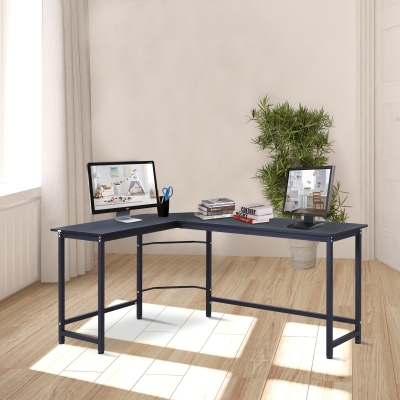 Vinsetto L-Shaped Gaming Desk Computer Desk Wood Corner PC Workstation Large Home Office Table Black