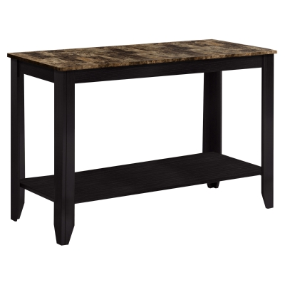 Monarch 44" Transitional Shelved Rectangular Marble-Look Top Console Table - Cappuccino