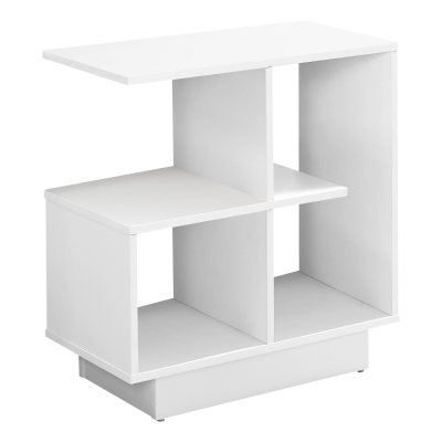 Monarch 24" Modern Wood Grain Open Shelf Elevated Base Side Accent Table - White Finish