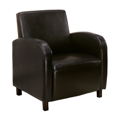 Monarch Upholstered Square Seat High Back Leather-Look Accent Arm Chair - Brown