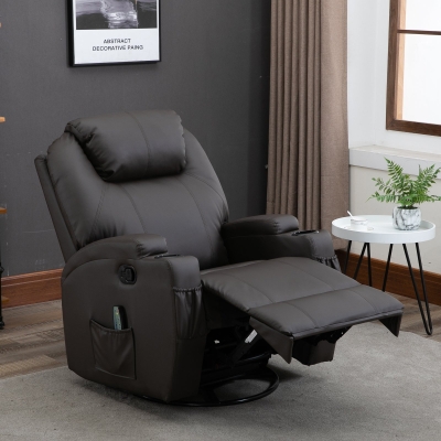 HOMCOM Massage Recliner Vibrating Recliner with Remote Brown