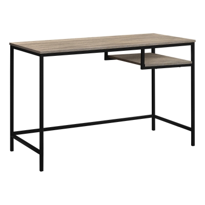 Monarch 48" Contemporary Industrial-Style Computer Writing Desk - Dark Taupe / Black Metal