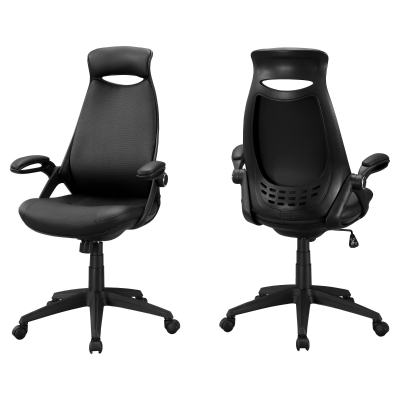 Monarch Ergonomic Multi Position Swivelling Leather-look High Back Executive Office Chair - Black