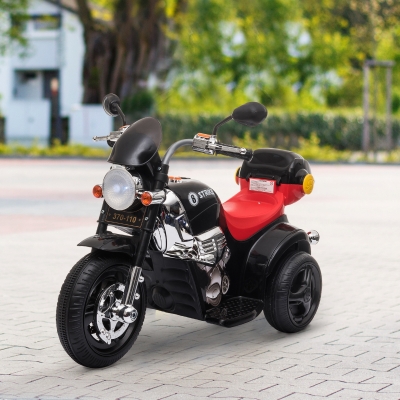 Aosom Kids Electric Motorcycle Ride On Toy 6V Battery Powered Electric Trike Toys for 18-36 Months with Light Music MP3 Storage Box, Black