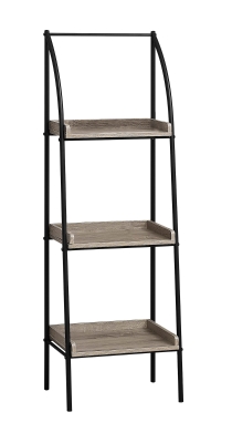 Monarch 48" Contemporary Open Concept 3 Shelf Bookshelf - Dark Taupe / Black Metal