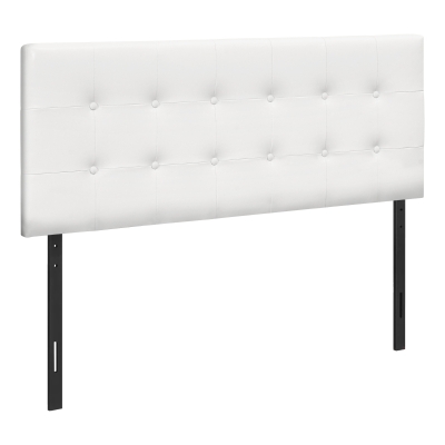 Monarch Full Size Button Tufted Headboard with Leather-Look Upholstery - White