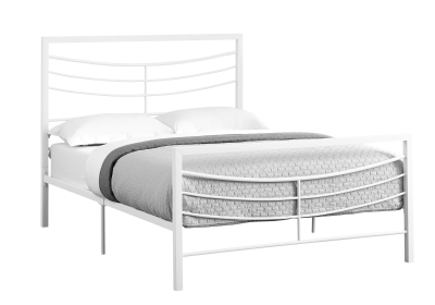 Monarch 56" Contemporary Curved Horizontal Slat Metal Bed Frame - Full Size - White Finish