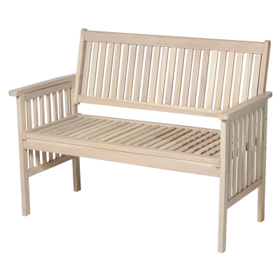 Outsunny 46" Two Seater Acacia Wood Garden Bench Outdoor Lounge Seat Grey
