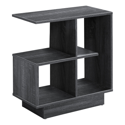 Monarch 24" Modern Wood Grain Open Shelf Elevated Base Side Accent Table - Grey Tones Finish