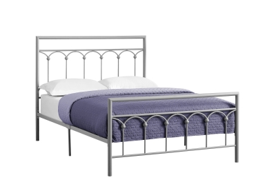 Monarch 56" Contemporary Veritcal Slat Arch Accent Metal Bed Frame - Full Size - Silver Finish