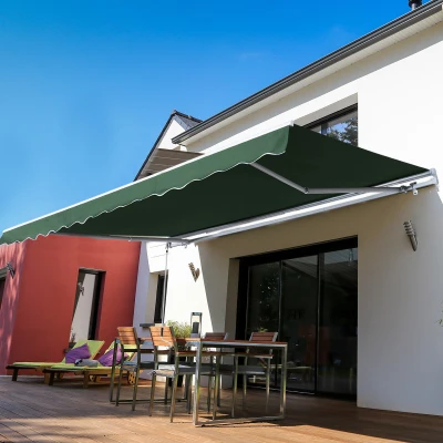 Outsunny 12' x 8' Retractable Patio Awning, Green