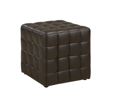 Monarch Leather-Look Cube Ottoman - Dark Brown