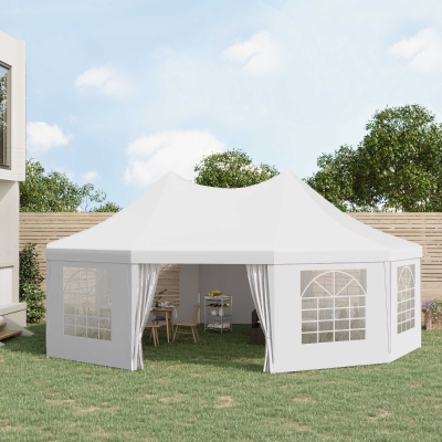 Outsunny 29' x 20' Large 10-Wall Event Wedding Reception Gazebo Canopy Tent - White