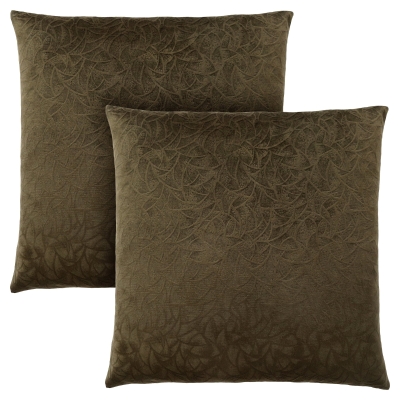 Monarch 18" x 18" Floral Velvet Decorative Throw Pillow (Set of 2) - Dark Green