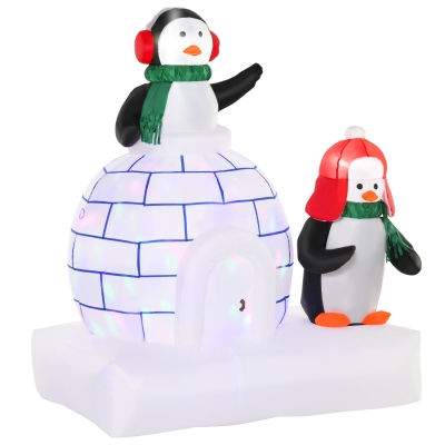 HOMCOM 5' Light Up Penguins Outdoor Christmas Inflatable Yard Decoration w/ LED Lights