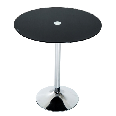 Open Box HomCom 29" Modern Compact Lightweight Round Glass Top Pub Bistro Patio Table - Matte Black