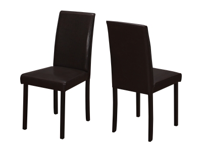 Monarch 2 Piece 36" PU Leather Wooden Legged Modern Parson Dining Chair Set - Dark Brown