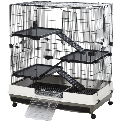PawHut 4-tier Platform Rolling Small Animal Rabbit Cage for Hamsters, Chinchillas, & Gerbils with a Large Living Space