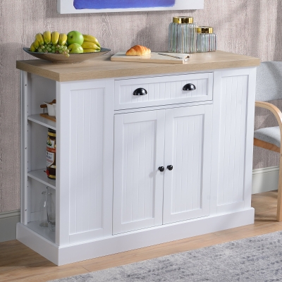 Homcom Fluted Style Wooden Kitchen Island Storage Cabinet With Drawer Open Shelving And Interior For Dining Room White Freestanding Serving Organizer Aosom Canada Wooden Kitchen Island Storage Cabinet, Kitchen Island Cart Big Lots