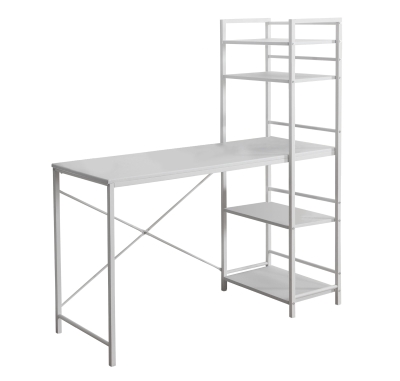 Monarch 48" Contemporary Open Concept Computer Desk with Shelves - White / Silver Metal