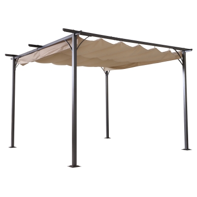 Outsunny 11.5' Retractable Canopy Cover Steel Frame Outdoor Patio Classic Pergola Gazebo