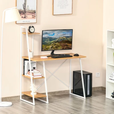 HOMCOM Home Office Computer Desk with 3-Tier Storage, Natural