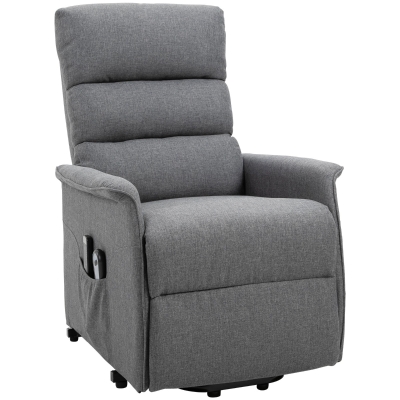 HOMCOM Power Lift Assist Recliner Chair for Elderly with Remote Control Linen Fabric Upholstery Grey
