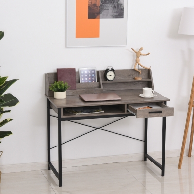 HOMCOM Study Desk w/ Open Shelves Drawer Computer Desk for Home Office & Study Use