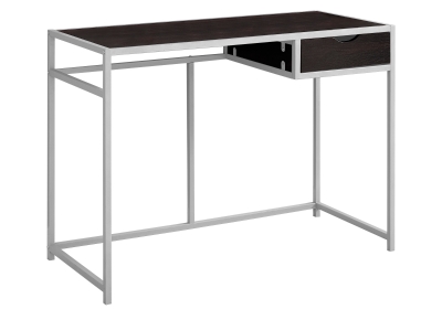 Monarch 42" Contemporary Compact Computer Writing Desk - Cappuccino / Silver Metal