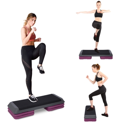 Soozier 43" Aerobic Steeper Adjust 4" 6" 8" Cardio Workout Exercise Black Purple