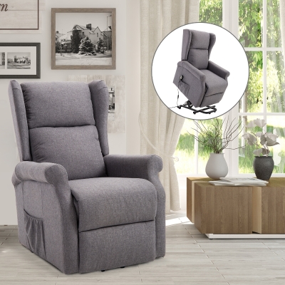 HOMCOM Electric Power Lift Recliner Chair w/Remote Control Linen Fabric