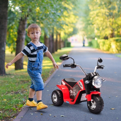 Aosom Kids Electric Motorcycle Ride-On Toy 3-Wheels Battery Powered Motorbike Rechargeable 6V with Horn Headlights Motorbike Realistic Sounds 1.24mph Speed for Girls Boy 18 - 36 Months Red