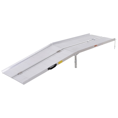 HOMCOM Textured Aluminum Folding Wheelchair Ramp, Portable Threshold Ramp 8', for Scooter Steps Home Stairs Doorways