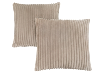 Monarch 18" x 18" Ultra Soft Ribbed Style Throw Pillow (Set of 2) - Beige