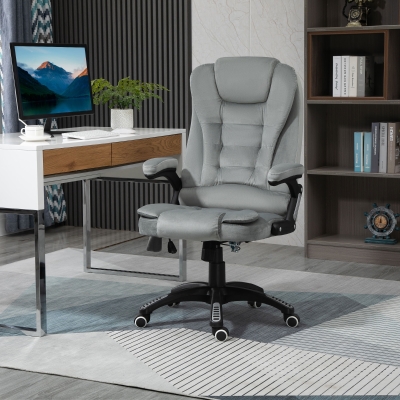 Vinsetto Ergonomic Vibrating Massage Office Chair High Back Executive Chair with 6 Point Reclining Backrest Padded Armrest Grey