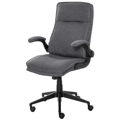 Vinsetto Linen Fabric Covered PC Task Chair with Rocking Function and Swivel Wheels, Grey