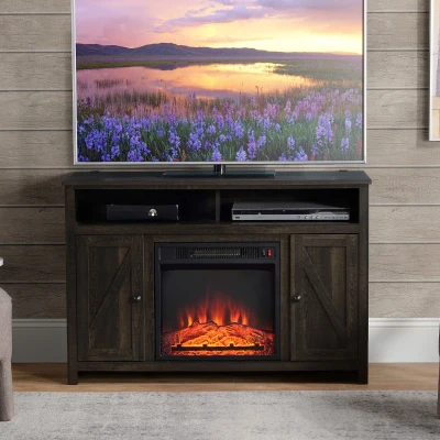 HOMCOM Electric Fireplace TV Stand for 50" TVs, Espresso