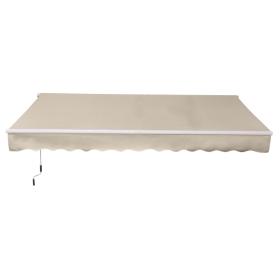 Outsunny 12' x 8' Outdoor Patio Manual Retractable Exterior Window Awning - Tan