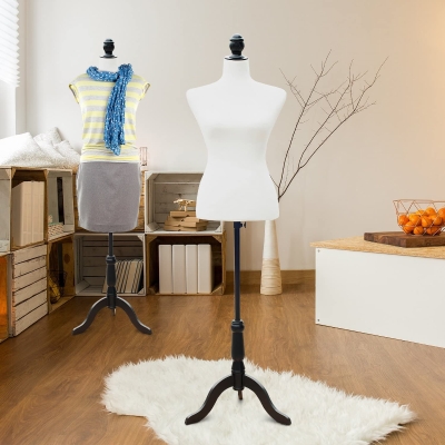 HOMCOM Female Mannequin Dress Form Torso Dressmaker Stand Display White