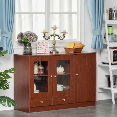HOMCOM Kitchen Buffet Cabinet, Brown with Acrylic Doors