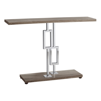 Monarch 48" Contemporary Chrome Metal Geometric-Shape Base Accent Sofa Console Table - Dark Taupe Finish
