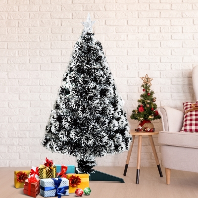 HOMCOM 3ft Pre-Lit LED Optical Fiber Christmas Tree w/ Stand