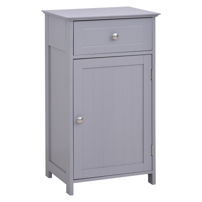 kleankin Bathroom Cabinet with Drawer and Shelf, Toilet Vanity Cabinet for Toilet Paper, Towels or Shampoo, Grey