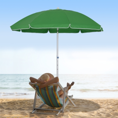 Outsunny Arc. 6ft Beach Umbrella with Pointed Design Adjustable Tilt Carry Bag for Outdoor Patio Green