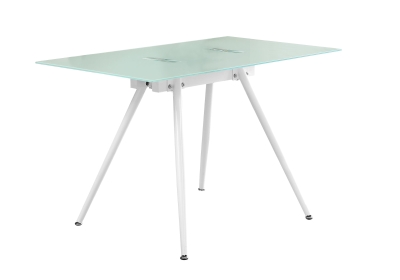 Monarch 48" x 28" Rectangular Frosted Glasstop Dining Table - White