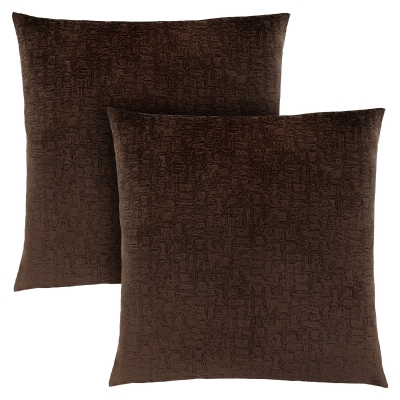 Monarch 18" x 18" Mosaic Velvet Decorative Throw Pillow (Set of 2) - Dark Brown