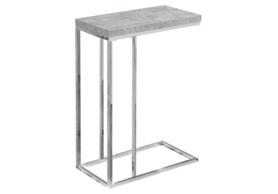 Monarch 25" Contemporary Polished Chrome Metal Frame C-Shaped Side Accent Table - Grey Cement-Look Finish