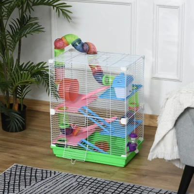 PawHut 5-Tier Portable Hamster Cage with Exercise Wheels